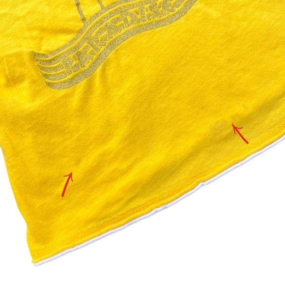 Y2K Vintage Xhilaration “Paradise Island” Gold Glitter Graphic Baby Tee - Picture 6 of 6